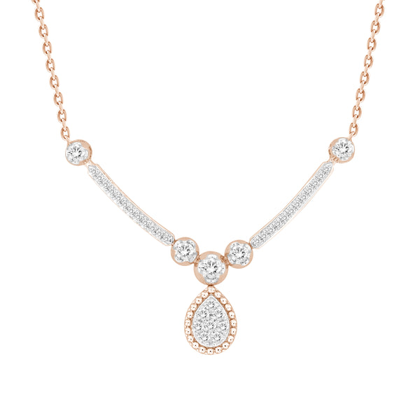 LADIES NECKLACE 0.35CT ROUND DIAMOND 10K ROSE GOLD