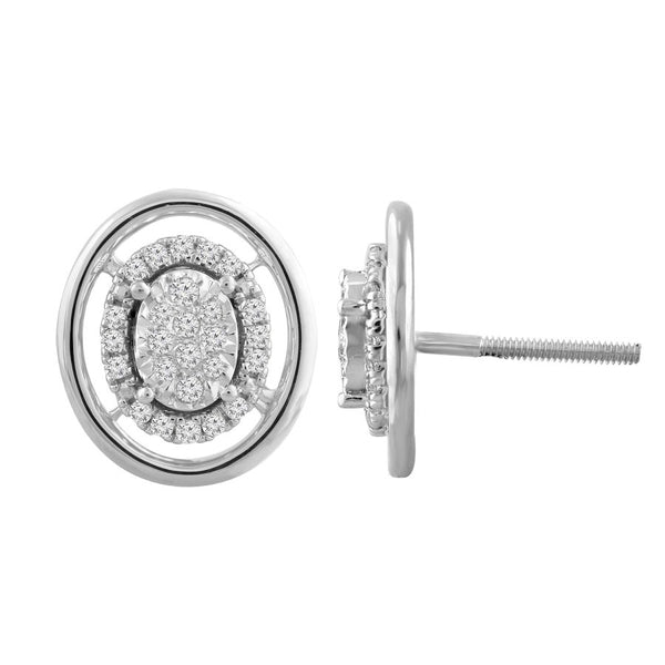 LADIES STUD EARRINGS 0.20CT ROUND DIAMOND 10K WHITE GOLD