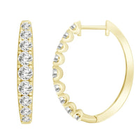 LADIES HOOP EARRINGS 0.50CT ROUND DIAMOND 10K YELLOW GOLD