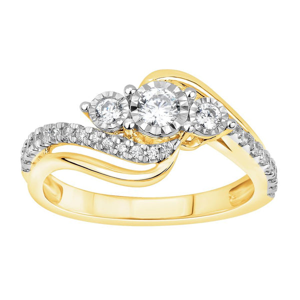 LADIES RING 0.50CT ROUND DIAMOND 10K YELLOW GOLD