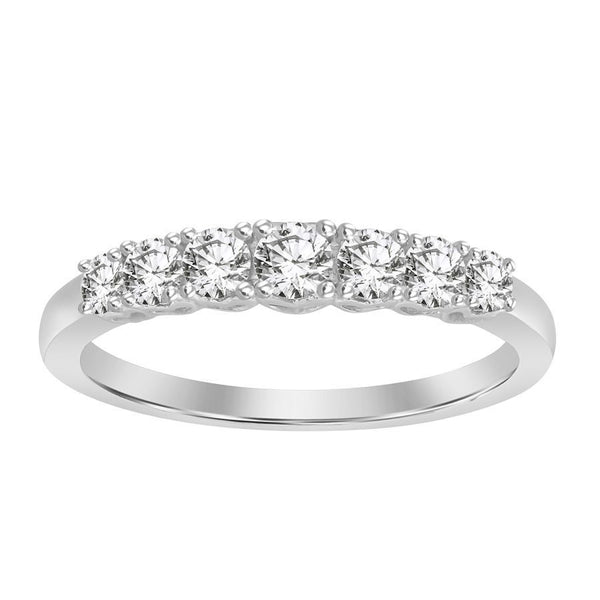 LADIES BAND 0.50CT ROUND DIAMOND 10K WHITE GOLD