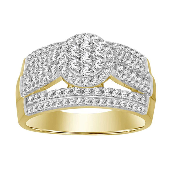 LADIES RING 1.00CT ROUND DIAMOND 10K YELLOW GOLD