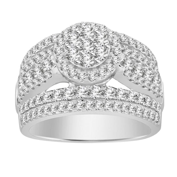 LADIES RING 2.00CT ROUND DIAMOND 10K WHITE GOLD