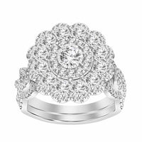 LADIES BRIDAL SET 1.00CT ROUND DIAMOND 14K WHITE GOLD