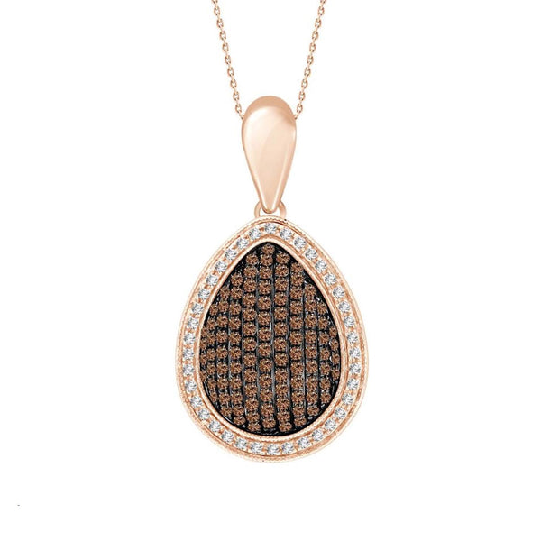 LADIES PENDANT 0.35CT DARK BROWN/ROUND DIAMOND 10K ROSE GOLD