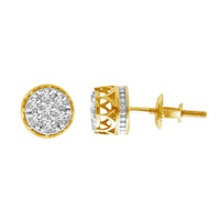 LADIES STUD EARRINGS 0.15CT ROUND DIAMOND 10K YELLOW GOLD