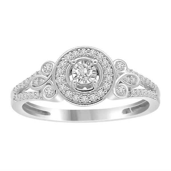 LADIES RING 0.25CT ROUND DIAMOND 10K WHITE GOLD