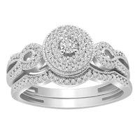 LADIES BRIDAL SET 0.25CT ROUND DIAMOND 10K WHITE GOLD
