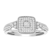 LADIES RING 0.25CT ROUND DIAMOND 10K WHITE GOLD