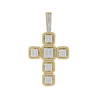 MEN'S CHARM PENDANT 1.50CT ROUND DIAMOND 10K YELLOW GOLD