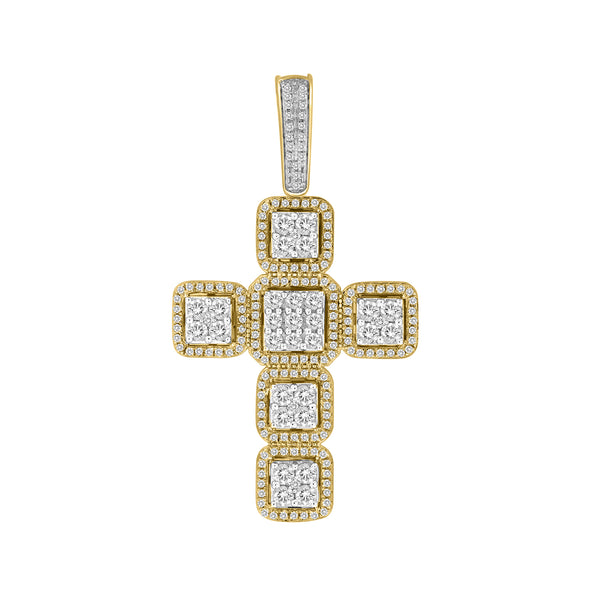MEN'S CHARM PENDANT 1.50CT ROUND DIAMOND 10K YELLOW GOLD