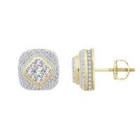 LADIES STUD EARRINGS 1.00CT ROUND DIAMOND 10K YELLOW GOLD