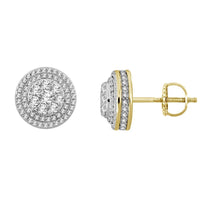 LADIES STUD EARRINGS 1.00CT ROUND DIAMOND 10K YELLOW GOLD