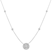 LADIES NECKLACE 0.65CT ROUND DIAMOND 14K WHITE GOLD