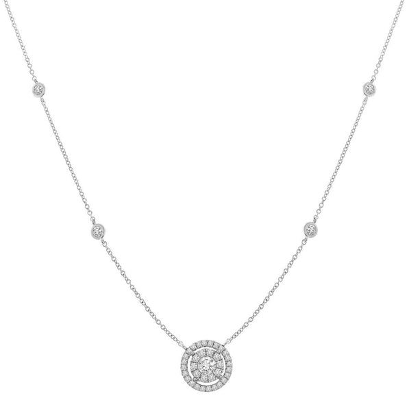 LADIES NECKLACE 0.65CT ROUND DIAMOND 14K WHITE GOLD