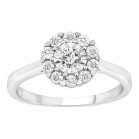 LADIES RING 0.25CT ROUND DIAMOND 10K WHITE GOLD