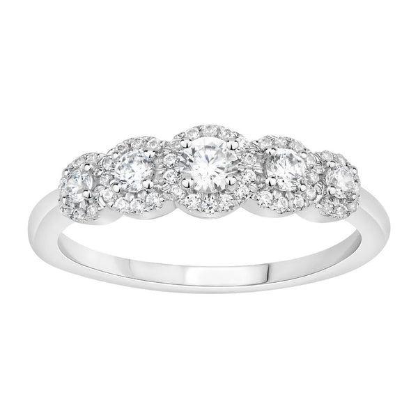 LADIES RING 0.50CT ROUND DIAMOND 10K WHITE GOLD