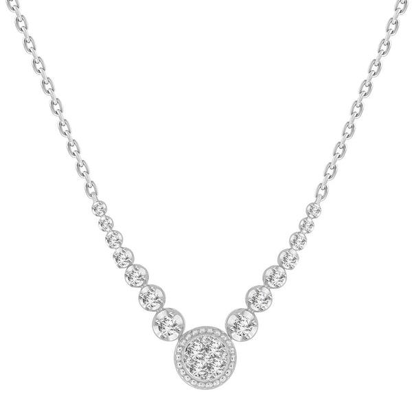 LADIES NECKLACE 0.33CT ROUND DIAMOND 10K WHITE GOLD