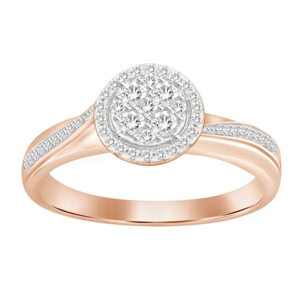 LADIES RING 0.25CT ROUND DIAMOND 10K ROSE GOLD