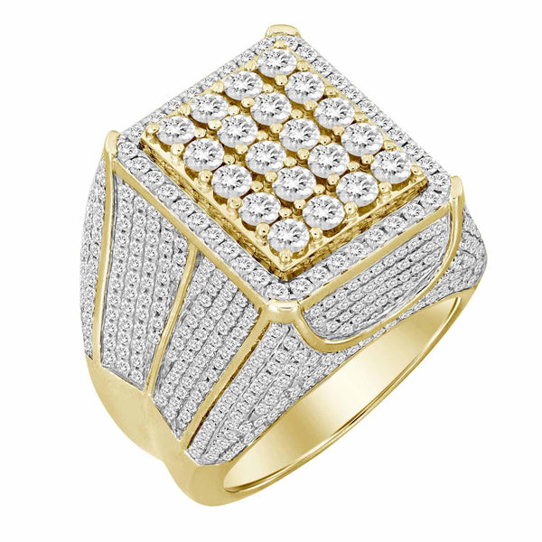 MEN'S RING 3.50CT ROUND DIAMOND 10K YELLOW GOLD