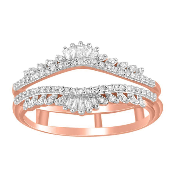 LADIES RING 0.25CT ROUND/BAGUETTE DIAMOND 14K ROSE GOLD