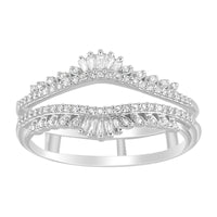 LADIES RING 0.25CT ROUND/BAGUETTE DIAMOND 14K WHITE GOLD