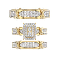 LADIES TRIOS 1.00CT ROUND DIAMOND 10K YELLOW GOLD