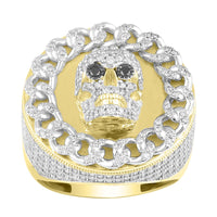 MEN'S RING 1.75CT ROUND DIAMOND 10K YELLOW GOLD