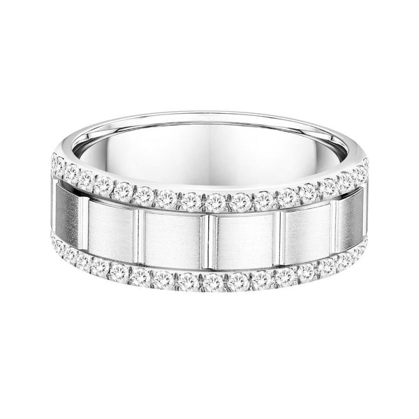 MEN'S BAND 0.50CT ROUND DIAMOND 14K WHITE GOLD