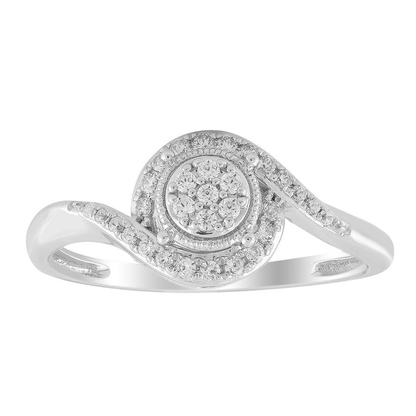 LADIES RING 0.20CT ROUND DIAMOND 10K WHITE GOLD