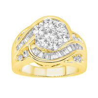 LADIES RING 2.00CT ROUND/BAGUETTE DIAMOND 14K YELLOW GOLD (SI QUALITY)