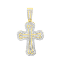 MEN'S CHARM PENDANT 1.50CT ROUND/BAGUETTE DIAMOND 10K YELLOW GOLD