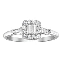 LADIES RING 0.20CT ROUND/BAGUETTE DIAMOND 10K WHITE GOLD