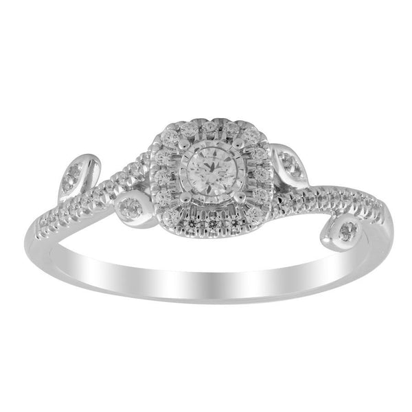 LADIES RING 0.25CT ROUND DIAMOND 10K WHITE GOLD