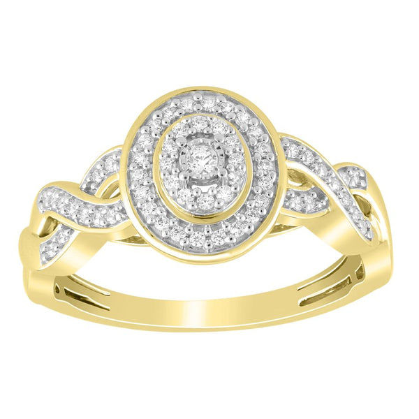 LADIES RING 0.15CT ROUND DIAMOND 10K YELLOW GOLD