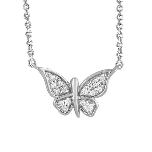 LADIES NECKLACE 0.05CT ROUND DIAMOND 10K WHITE GOLD