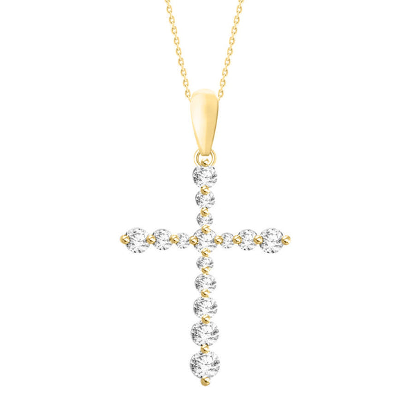 LADIES PENDANT WITH CHAIN 0.50CT ROUND DIAMOND 14K YELLOW GOLD (SI QUALITY)