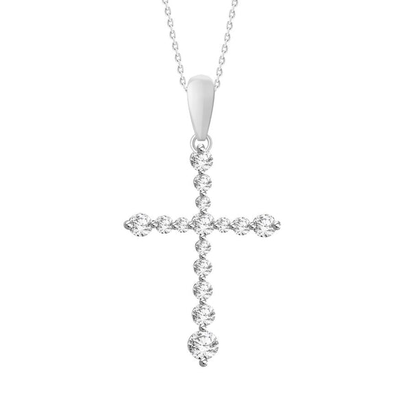 LADIES PENDANT WITH CHAIN 0.25CT ROUND DIAMOND 14K WHITE GOLD (SI QUALITY)