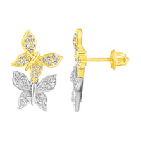 LADIES EARRINGS 0.33CT ROUND DIAMOND 10K WHITE/YELLOW GOLD