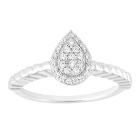 LADIES RING 0.15CT ROUND DIAMOND 10K WHITE GOLD