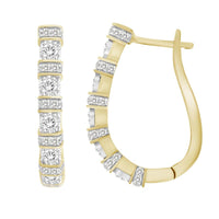 LADIES HOOP EARRINGS 0.50CT ROUND DIAMOND 10K YELLOW GOLD