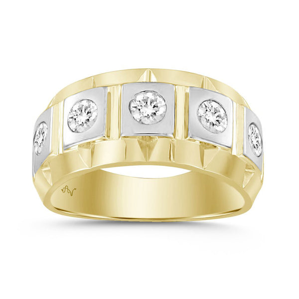 MEN'S RING 1.00CT ROUND DIAMOND 14K YELLOW GOLD