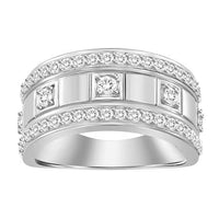 MEN'S RING 1.00CT ROUND DIAMOND 14K WHITE GOLD