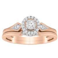 LADIES BRIDAL SET 0.20CT ROUND DIAMOND 10K ROSE GOLD