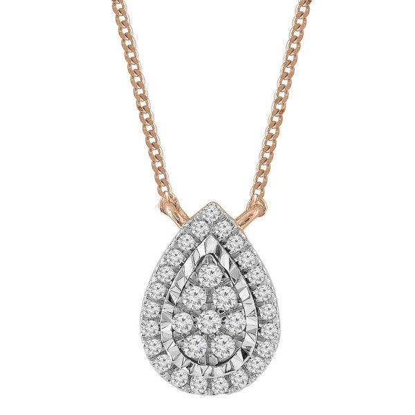 LADIES NECKLACE 0.20CT ROUND DIAMOND 10K ROSE GOLD