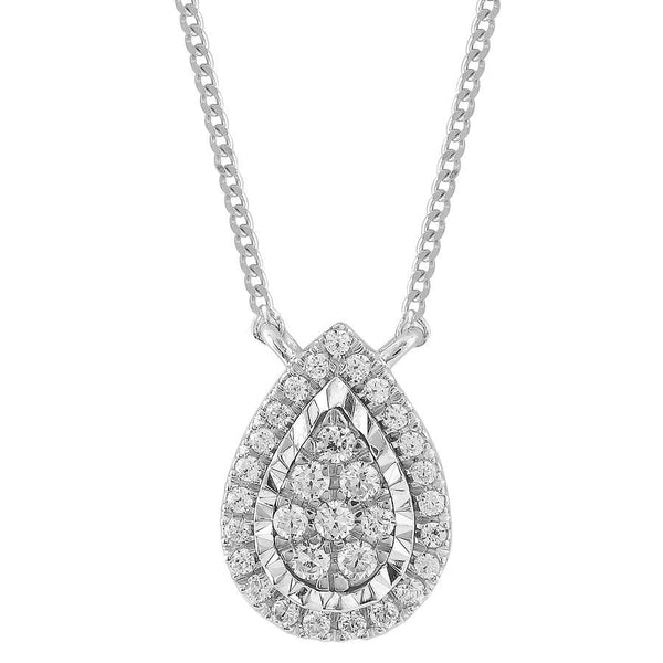 LADIES NECKLACE 0.20CT ROUND DIAMOND 10K WHITE GOLD