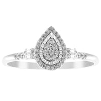 LADIES RING 0.20CT ROUND/BAGUETTE DIAMOND 10K WHITE GOLD