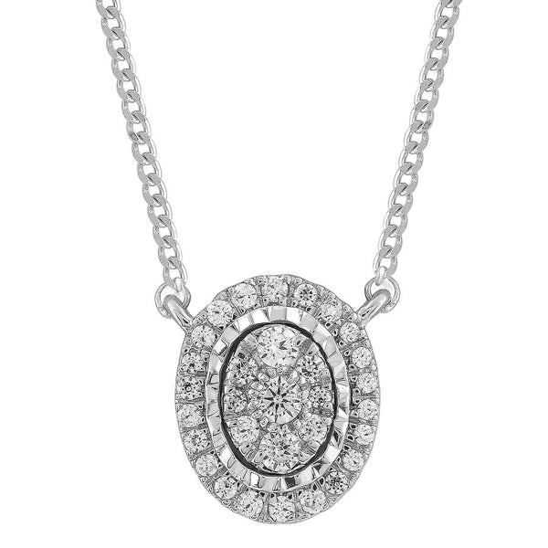 LADIES NECKLACE 0.20CT ROUND DIAMOND 10K WHITE GOLD