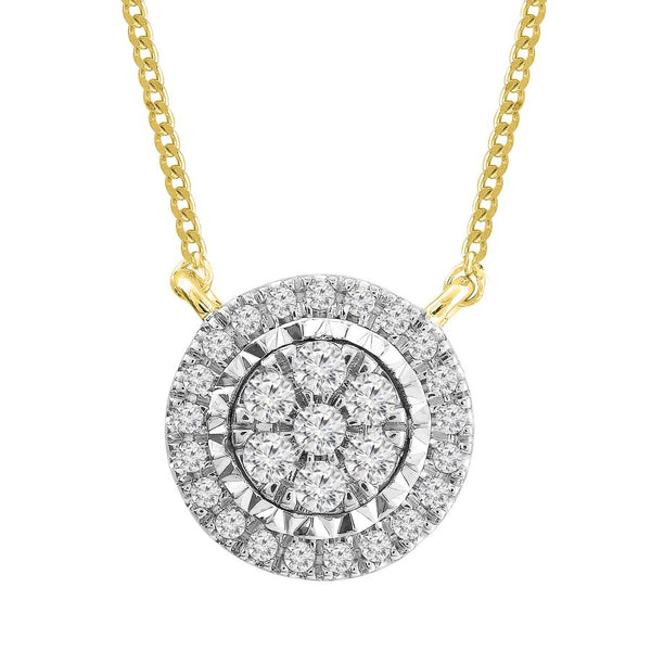 LADIES NECKLACE 0.20CT ROUND DIAMOND 10K YELLOW GOLD
