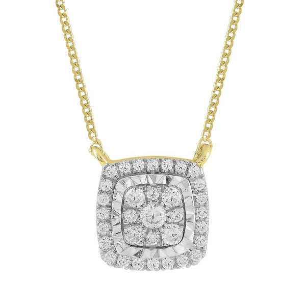 LADIES NECKLACE 0.20CT ROUND DIAMOND 10K YELLOW GOLD